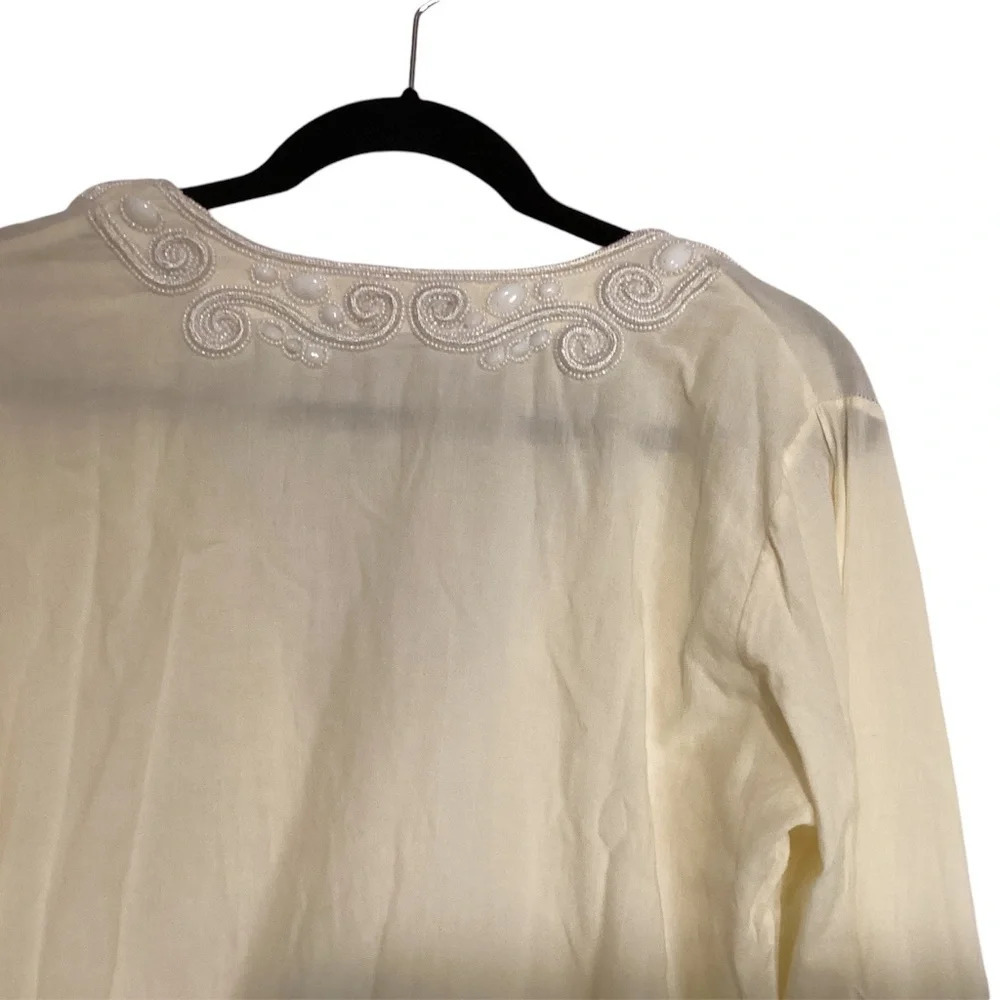 Monique Leshman Blouse Size M Romantic Boho Beads & Sequins Glam Prairie Fairy - Picture 5 of 11